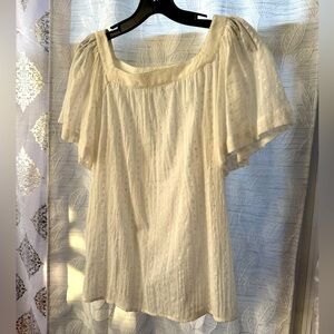 Banana Republic Cream Puff Sleeve Smocked Blouse